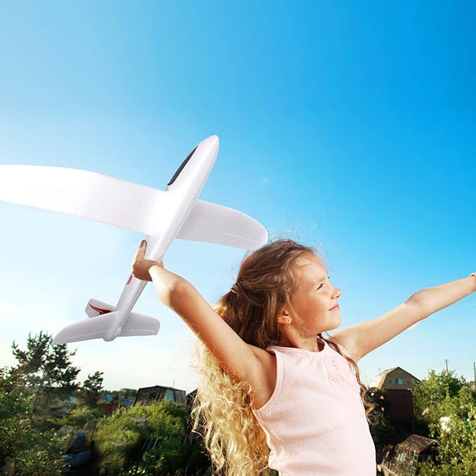 Zerodeko Foam Airplane Toy, 39 x 24 Large Throwing Glider Plane Toy Model Outdoor Flying Toy DIY Aeroplane Model Birthday Party for Kids Boys Girls 3+