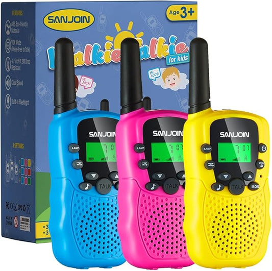 SANJOIN Walkie Talkies for Kids Toys for Boys Girls 4-6, 3 Miles Range Walkie Talkie to Camping, Outdoor 4 Year Old Girl Birthday Gifts for 3 4 5 6 7 Year Old Boy Girl Gifts Age 6-8