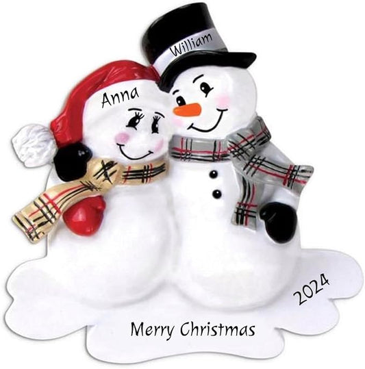2024 Personalized Ornament Snowman Couple Christmas Tree Wedding Family Custom Customized Glittered Decoration Pregnant - Free Personalization