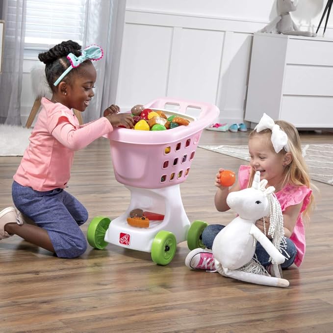 Step2 Little Helper's Shopping Cart for Kids, Play Grocery Cart, Made of Durable Plastic, for Toddlers 2+ Years Old, Pink