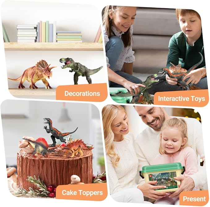 OENUX Dinosaur Toys for Kids 3-5,12pcs Realistic Jurassic Dinosaur Figures Playset w/ Educational Booklet, Toddler Plastic Dinasour Including T-Rex, Triceratops, Dino Learning Toy for Boy Girl Age 4-7