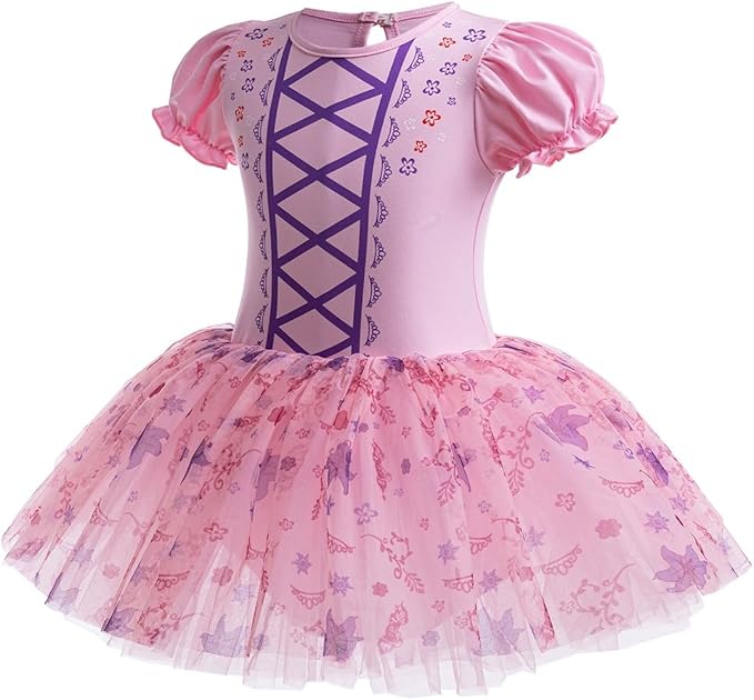 DYMCII Baby Girls Princess Ballet Dress Short Sleeve Leotards Skirted Tutu Dancewear Halloween Christmas Party Fancy Costume
