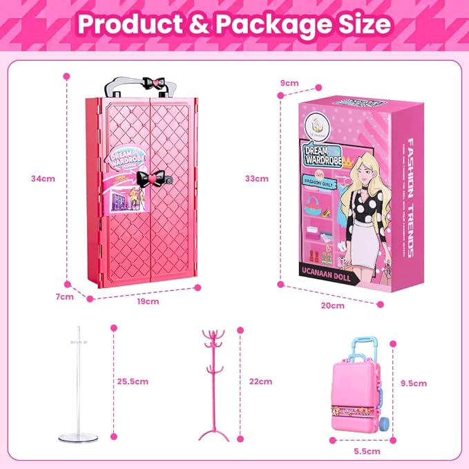 UCanaan Girl Doll and Closet Set with Doll Clothes and Accessories Items Including Fashion Dolls, Dressand Many Other Accessories (Refer Picture Shows)，Best Gitfs for Girls Christmas Birthday