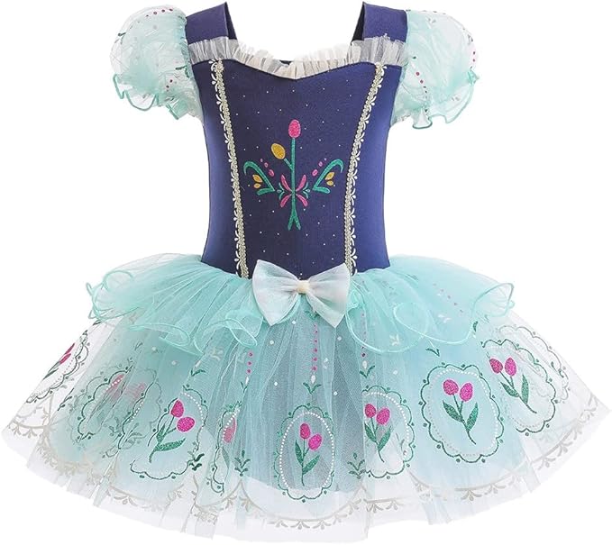 DYMCII Baby Girls Princess Ballet Dress Short Sleeve Leotards Skirted Tutu Dancewear Halloween Christmas Party Fancy Costume