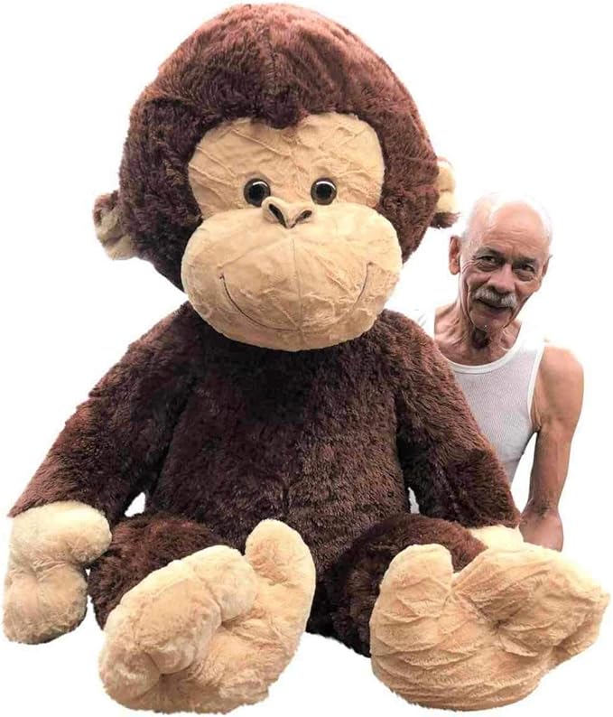 Big Plush Giant Stuffed Monkey - Large 4-Foot Extra-Soft Jumbo Plush Animal - 48 Inches / 122 Centimeters - Huge-Sized Gigantic Animals - Oversized Monkeys - Hug This Full-Size Pet Ape