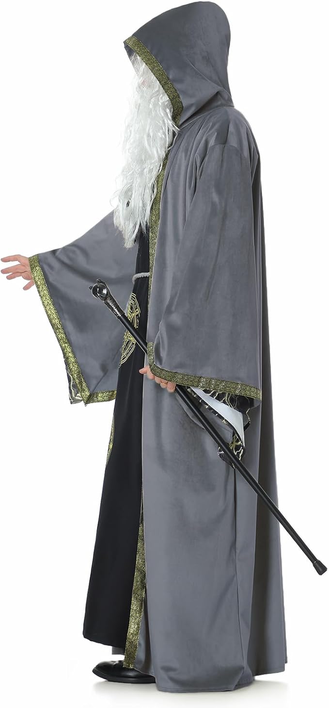 Velvet Wizard Robe with Hooded and Sleeves, Halloween Vampire Witch Wizard Cloak Fancy Cosplay Costume