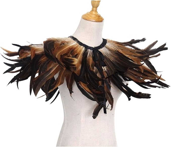L'VOW Gothic Black Feather Shrug Cape Shawl Halloween Costume for Men