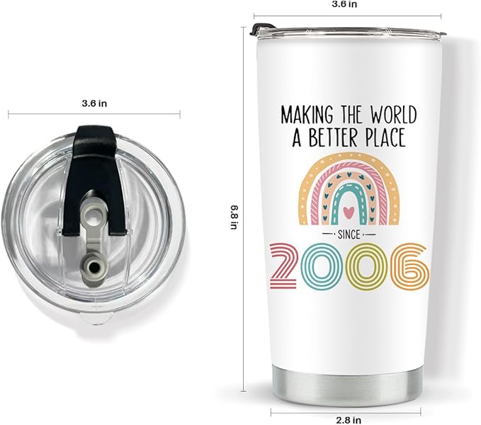 19th Birthday Gifts for Girls, Tumbler 20 oz Stainless Steel Vacuum Insulated Tumblers, 2006 Birthday Gifts for Girls, 19 Year Old Birthday Gifts, 19th Birthday Gift Ideas, 19th Birthday Tumbler