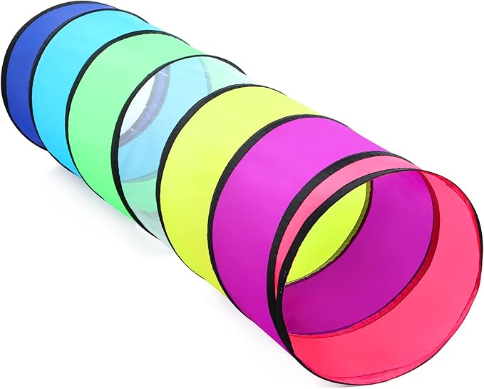 Colorful Baby Play Tunnel for Toddlers with Mesh Window, Cat Tunnel for Dogs Pets, Kids Crawling Tunnel Play Tent Pop Up Toddlers Tunnel Indoor Outdoor Toy Gift (Rainbow Baby Tunnel)