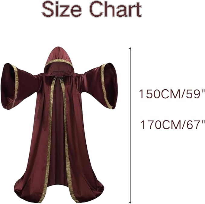 Velvet Wizard Robe with Hooded and Sleeves, Halloween Vampire Witch Wizard Cloak Fancy Cosplay Costume