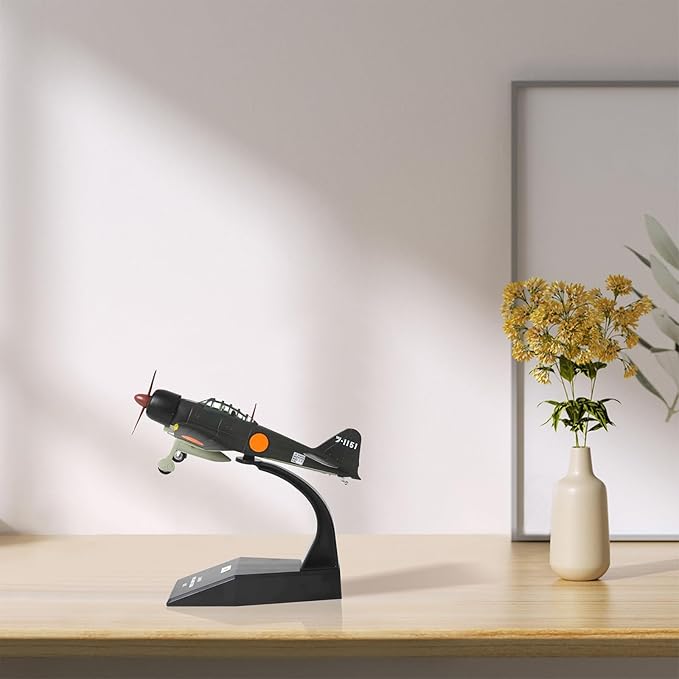 1/72 A6M Zero Diecast Metal Aircraft Model Kit JP Mitsubishi WWII Vintage Fighter Airplane Model with Stand for Adult Military Enthusiasts Collections or Gift (1942 A6M3)