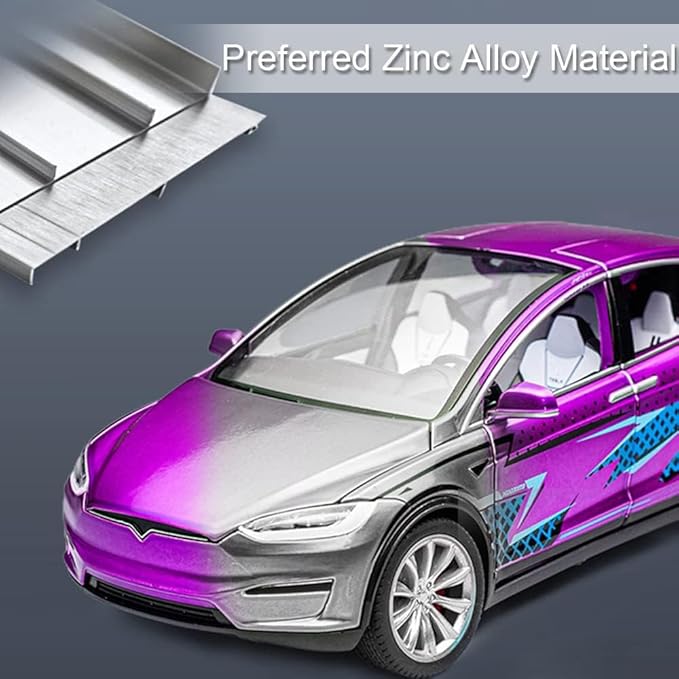 Zinc Alloy X Car Model,1:24 Scale Simulation Casting car Model Pull Back Diecast Toy Car, Mini Vehicles Toys with Lights and Music for Toddlers Kids Children Birthday Gift(Purple)