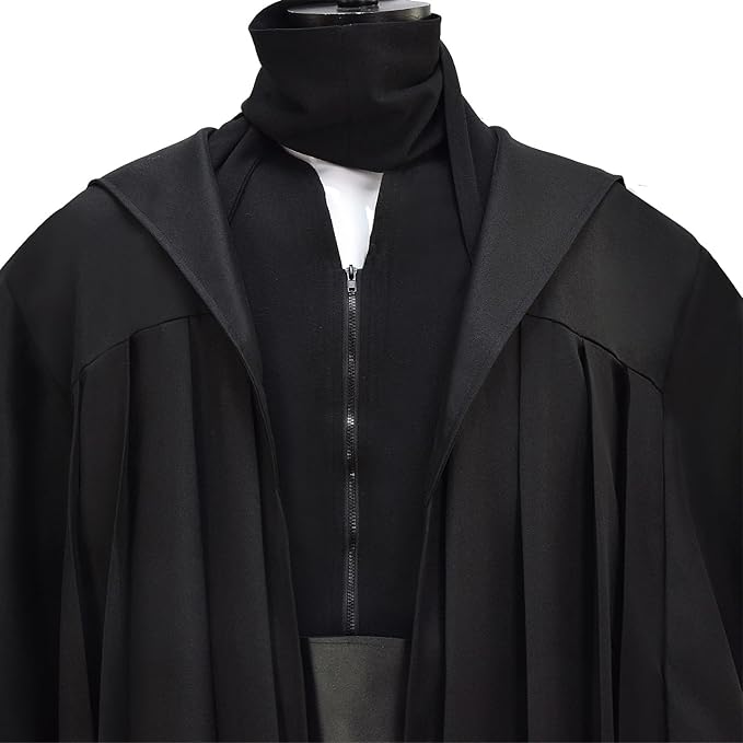 Mens Cosplay Costume Black Tunic Hooded Cloak Robe Suit Uniform Halloween Outfit