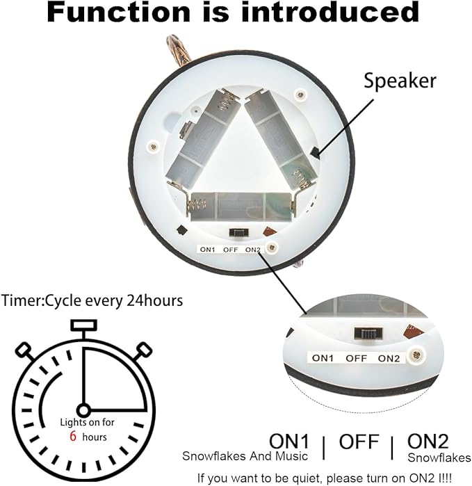 12" Christmas Snow Globe Lantern, Red Bird Music Box, Spinning Snowflake Glitter Water Lamp, USB and Battery Powered Christmas Decoration