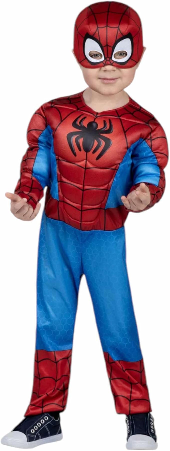 Jazwares Toddler SPIDEY Spiderman Marvel Spidey & His Amazing Friends Halloween Costume with Paded Jumpsuit & Fabric Mask