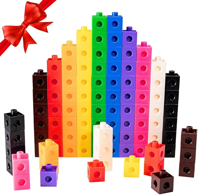 100 Piece Linking Cubes Set, Counting Blocks, STEM, Connecting Blocks, Math Manipulatives, Educational Toys for 5 Year Old