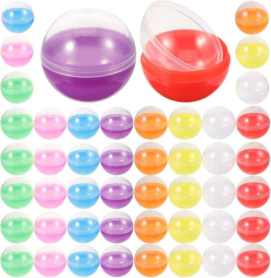 Homoyoyo 50pcs 45mm/1.77inch Vending Machine Capsules Round Empty Claw Machine Balls Clear Gumball Capsules DIY Craft Supplies for Party Favor