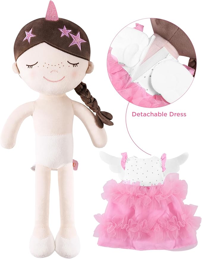 Soft Baby Doll Toys (16'') for Girls, My First Baby Rag Dolls for 1 Year Old Girl Birthday Gift Plush Doll Toys Machine Washable Baby Doll for Toddler Kids Infants - Star Princess