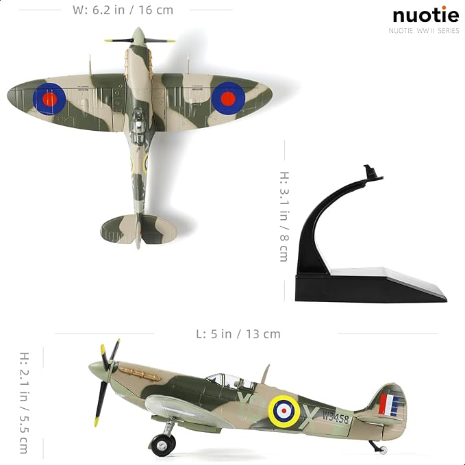 1/72 Scale Spitfire Fighter Model World War II Legendary Fighter Metal Die-cast Airplane Models for Collections and Gifts