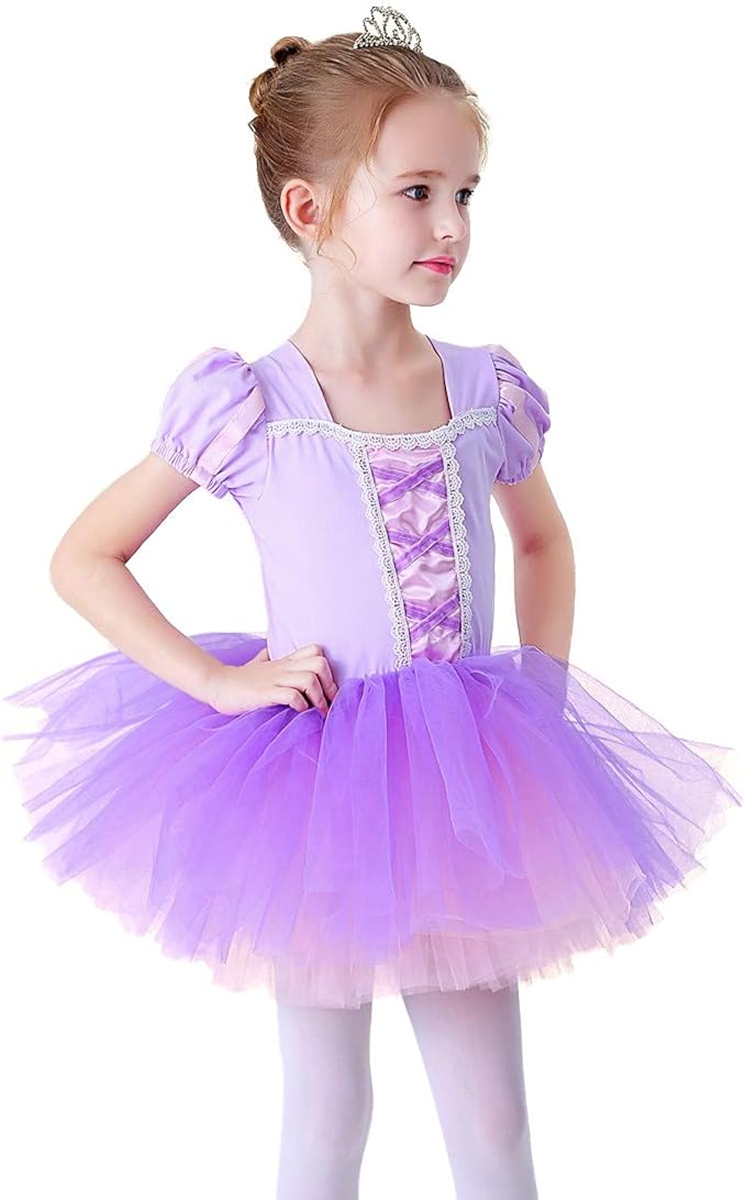 DYMCII Baby Girls Princess Ballet Dress Short Sleeve Leotards Skirted Tutu Dancewear Halloween Christmas Party Fancy Costume