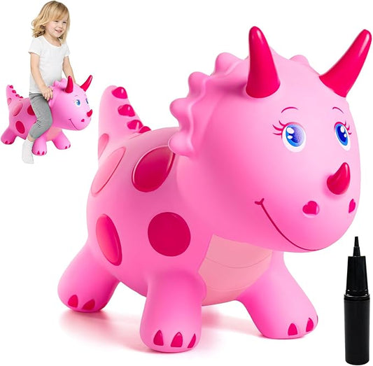ZOOJOY Dinosaur Bouncy Animal Hopper, Inflatable Bouncy Horse for Toddlers 2-5, Ride-on Bouncing Hopper Toys with Pump for Indoor & Outdoor, 3 4 5 6 7 Years Birthday Gift for Boys & Girls
