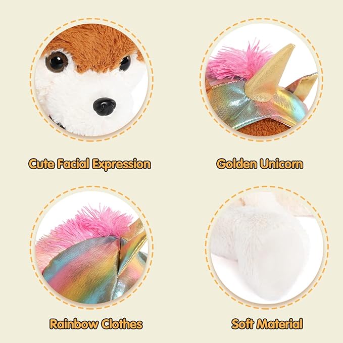 Muiteiur Giant Unicorn Stuffed Animal Cute Mommy Unicorn Dog with Zippered Pouch Includes 4 Baby Unicorns Gifts for Girls (Multicolor,26 Inches)