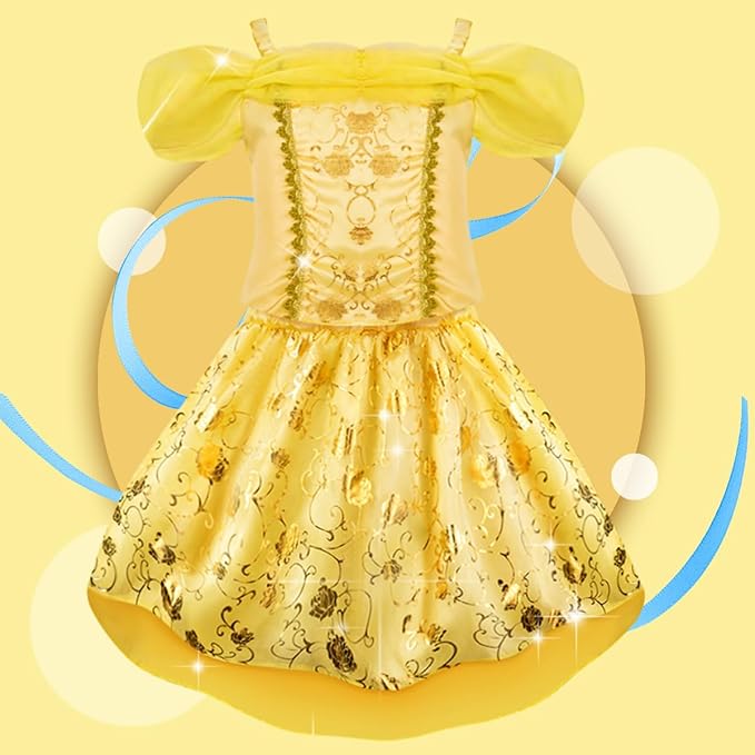 Meland Princess Dress Up - Princess Dresses for Girls with Princess Toys, Dress Up Clothes for Little Girls Pretend Play