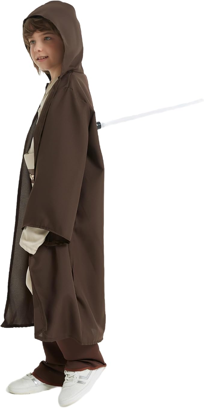 5-Piece Set Kids Costume Classic Outfit Halloween Costume Set for Boys Girls Hooded Robes Brown Version