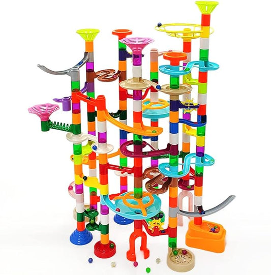 Marble Run Marble Maze Race Track with Glowing Marbles for Kids Ages 3-4-8-10 Sturdy Building Toys Kids Games Amazing Fun Gifts (Super)