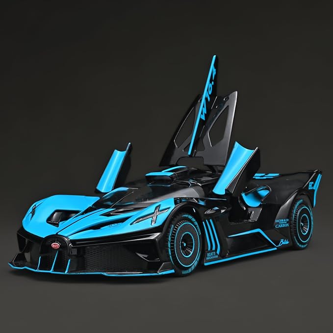 Toddler Car Toys 1/24 Diecast Cars Compatible for Bolide Model Car Collection,Spray Bolide Toy Car for Boys,Pull Back Cars with Light and Sound,Toy Cars for Boys Age 4-7（Blue）