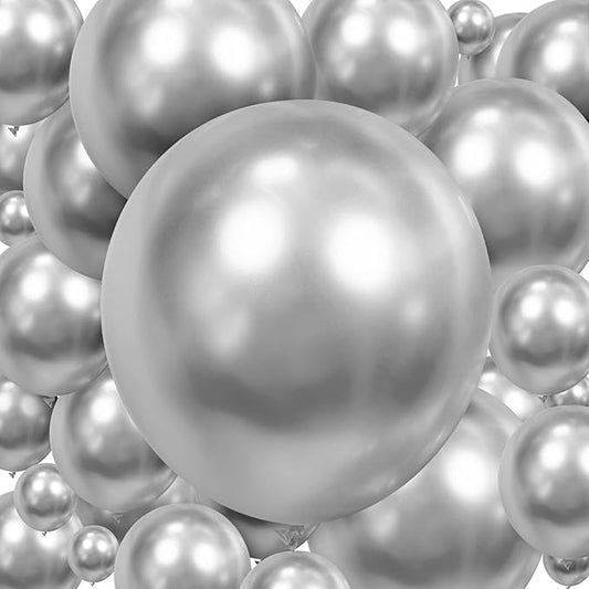 300 Pcs Latex Balloons Different Sizes 5/10/12/18 Inch Party Anniversary Balloons Bulk for Birthday Wedding Baby Shower Party Decoration(Metallic Silver)