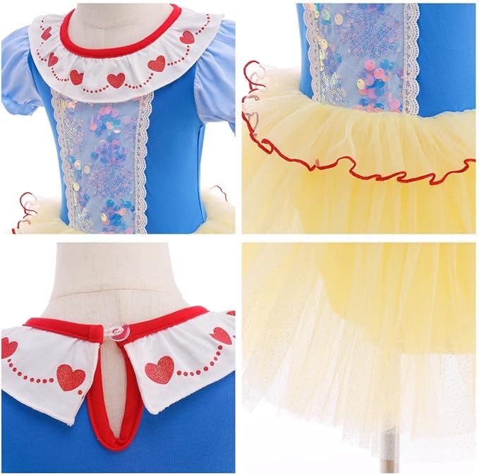 DYMCII Baby Girls Princess Ballet Dress Short Sleeve Leotards Skirted Tutu Dancewear Halloween Christmas Party Fancy Costume