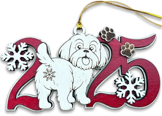 2025 Shih-Tzu Christmas Ornament – Wooden Dog Ornament for Tree, Cute Puppy Holiday Decoration, Personalized Pet Keepsake Gift for Women, Men, Kids, Dog Mom & Dad