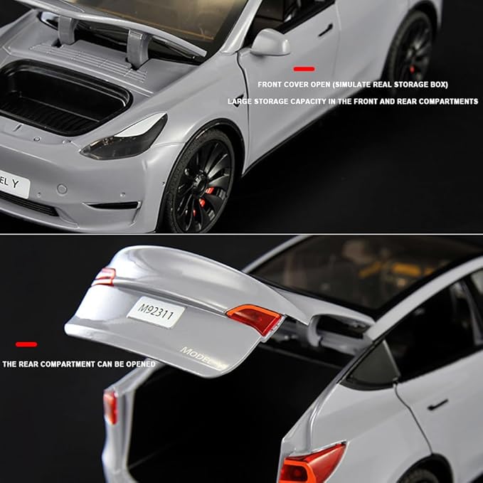 1/24 Model Y Toy Cars Alloy Diecast Model Car, Pull Back Mo-del Y M-odel Car with Light, Big Mo-del Y Diecast Cars Mode-l Toy Suitable for Kids Adults Birthday Gift (Black)