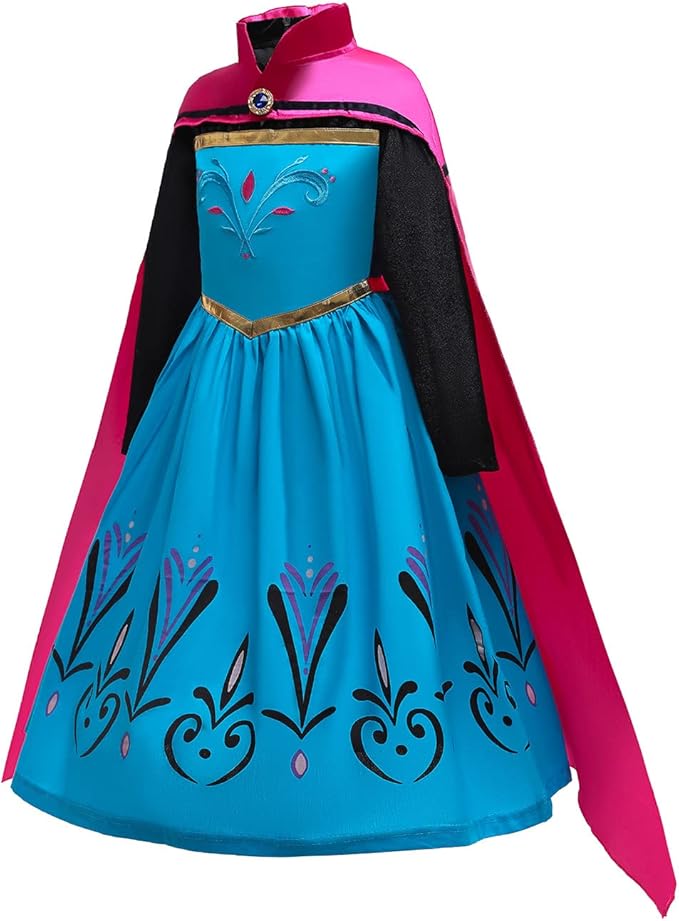 Coronation Costume Long Cape for Girls with Accessories Tiara crown and Gloves