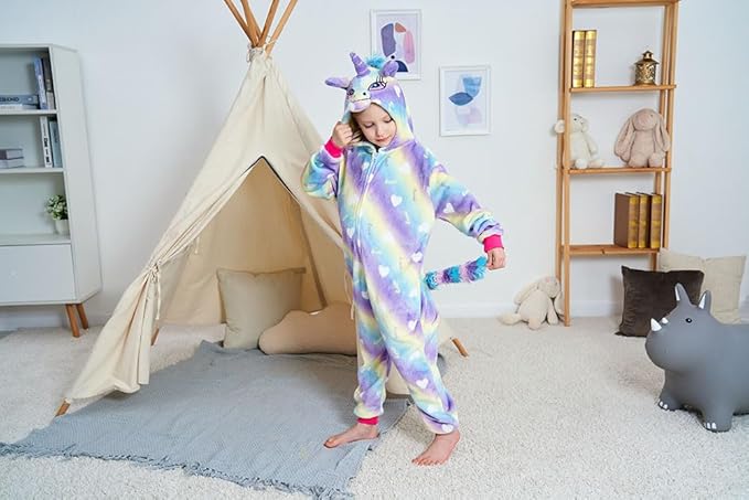 Kids Unicorn Onesie Pajamas One-Piece Cosplay Costume Animal Sleepwear Girls And Boys