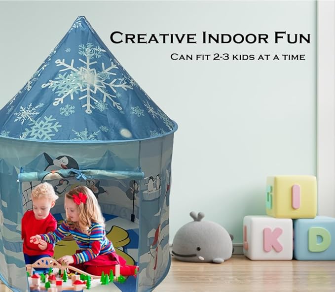 Montessori Play Tent for Kids Toddlers Boy Girl, Pop Up Imagination Creative Sensory Soft Portable Toy Gift, Indoor Outdoor Airfort Bed Fort Party Room Ice Winter Wonderland (Penguin Igloo)