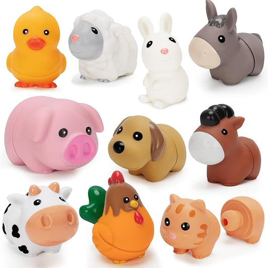 V-Opitos 10 Pack Farm Animal Matching Toys, Montessori Gifts for 1-3 Year Old Toddlers