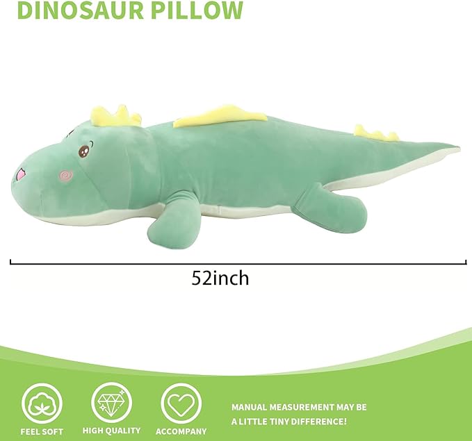 52 inch Jumbo Dinosaur Plush, Huge 4 Feet Large Dinosaur Stuffed Animals, Big Dinosaurs Plushies Body Pillows, Gifts for Kids Boys Girls, Birthday