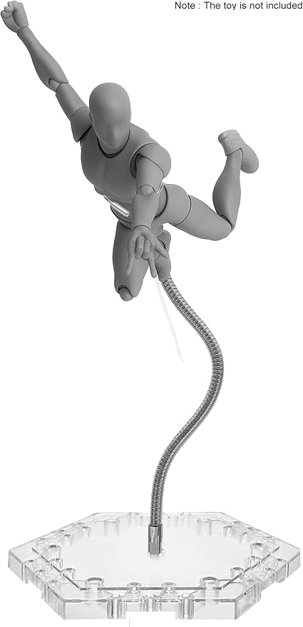 16-Pack Clear Adjustable Action Figure Stand with Metal Clips & Flexible Arms – Action Figure Display Stand for Figures Compatible with Gundam HG/RG/SD 1/144 Scale