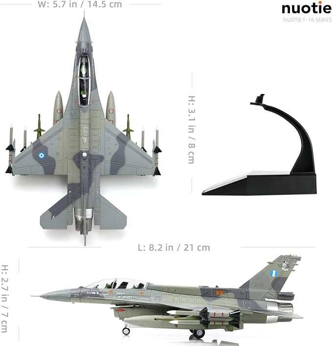 1/72 Scale F-16D Block Multirole Fighter Airplane Pre-Build Model Kits Finished Diecast Aircraft Metal Fighter Jet Model Display Collection or Gift (F-16D-Greece)