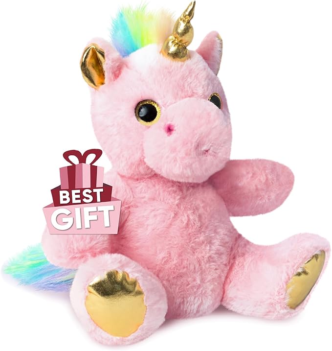 Naturally KIDS Stuffed Animal, Toddler Gifts for Boys, Girls, Plush Unicorn Toy Pink