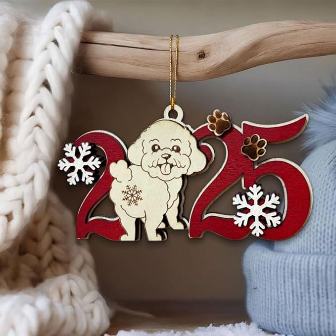 Maltese Dog 2025 Christmas Ornament – Wooden Holiday Tree Hanging Decoration – Cute Maltese Puppy Ornament, Pet Lover Keepsake Gift for Christmas 2025