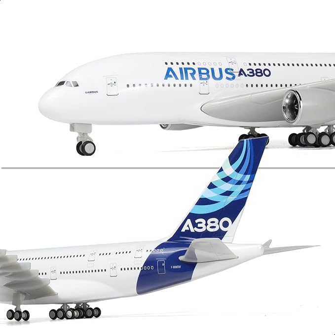 1/240 A380 Prototype Airplane Model Kits (30cm L) for Airbus A380 Resin Plane Model with Display Stand for Adult Aviation Gift or Display Decoration