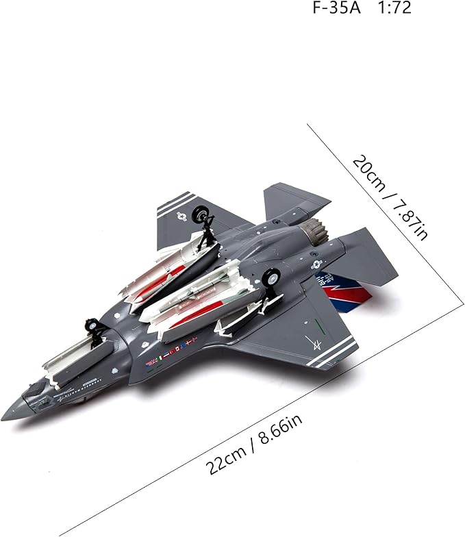 F-35A Lightning II 1/72 Metal Fighter Model Kits with Stand DieCast Alloy Model Jet Replica Prebuild Military Aircraft Collection for Display or Gift (AF-01 EDW AFB)