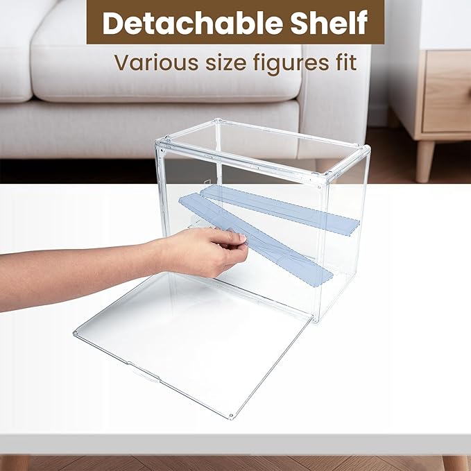 Acrylic Display Case, 3 Tier Clear Figure Display Box, Detachable Stackable Display Cabinet for Collectibles, 1 Pack