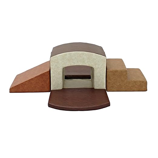 FDP SoftScape Rustic Playtime Grow-n-Learn Tunnel Climber Plus Pads for Toddlers and Kids; Soft Foam Indoor Active Playset for Crawling and Sliding at Home, Daycare (3-Piece) - Distressed Assorted