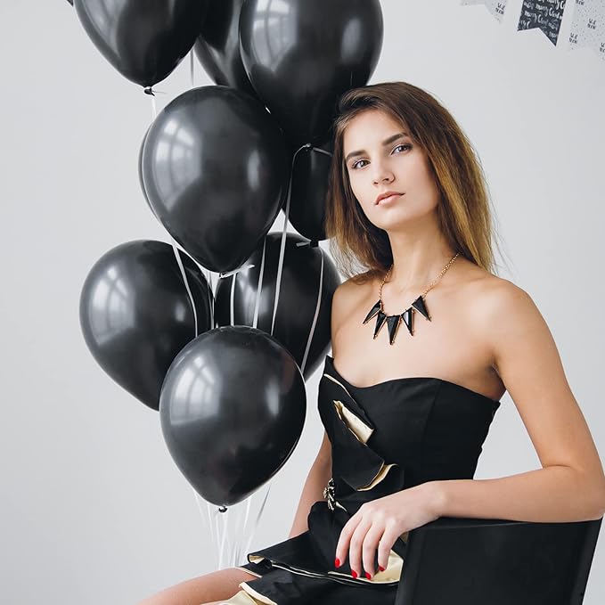 300 Pcs Latex Balloons Different Sizes 5/10/12/18 Inch Party Anniversary Balloons Bulk for Birthday Wedding Baby Shower Party Decoration(Black)