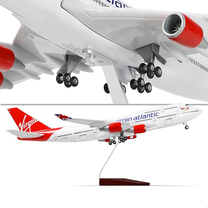 British VAA 1/160 747 Large Scale Model Airplane with Stand for Boeing 747-400 Pre-Build Model Plane Kits for Adult (17-inch L) Aviation Enthusiasts Aircraft Gifts or Airplane Collections
