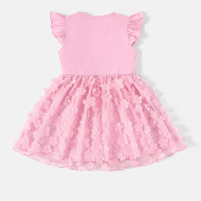 Disney Frozen Elsa Princess Cinderella Ariel Jasmine Rapunzel Baby/Toddler Dress, Ruffle Long-Sleeve Mesh Overlay Tulle Dress